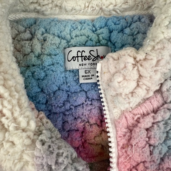 Coffee Shop Rainbow Sherpa Pullover {6x} - Picture 10 of 10